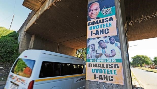 ANC election posters glued onto the bridge on Mayors Walk. They also have posters glued on other bridges. The ANC was asked to respond to questions about this but no answers were received,