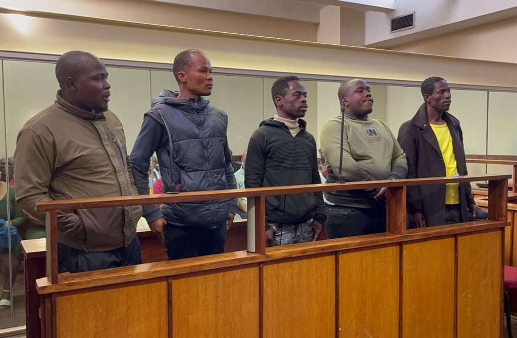 The five men, Nhlanhla Makhathini, 37, Andile Jiyane, 28, Elias Phetha, 35, Sibonelo Khanyile, 37, and Thabani Nkomo,34, appeared in the Camperdown Magistrate's Court on Monday. (Sakhiseni Nxumalo/News24)