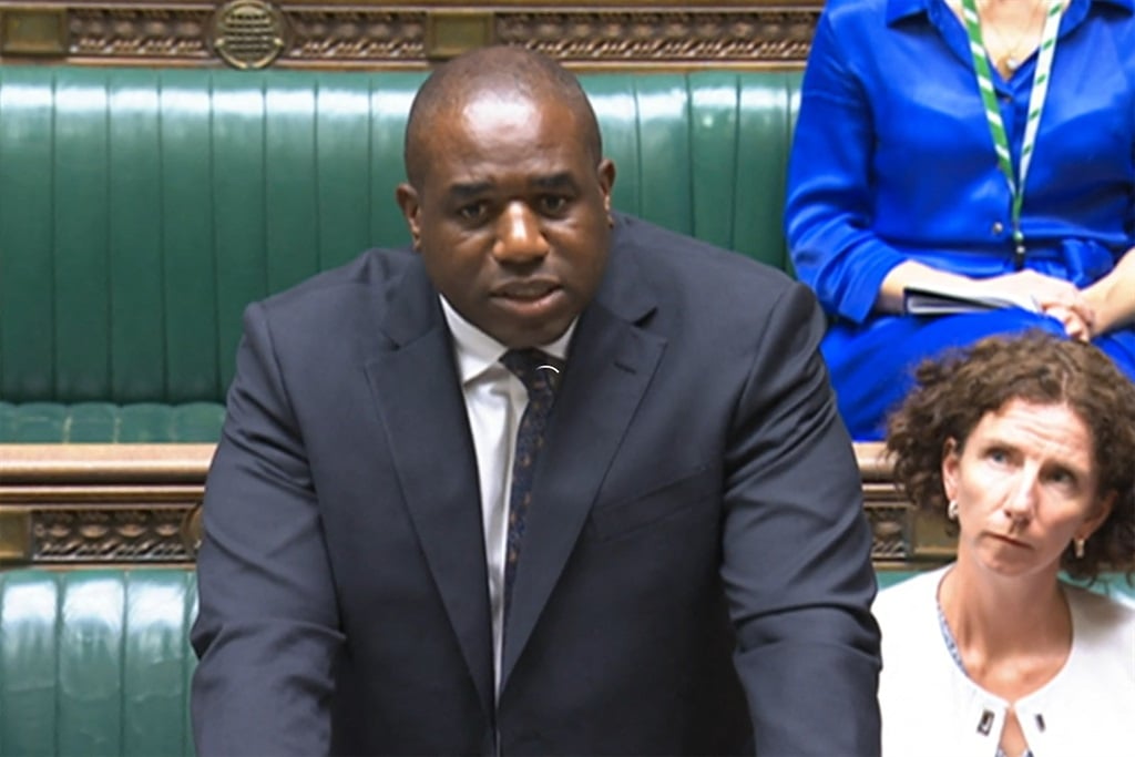 Britain's Foreign Secretary David Lammy makes a statement on arms exports to Israel on 2 September 2024. (PRU via AFP) 