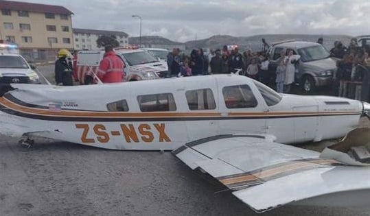 A light aircraft low on fuel had to make an emergency landing in Gqerbeha on Thursday. (Supplied/Eastern Cape transport department)