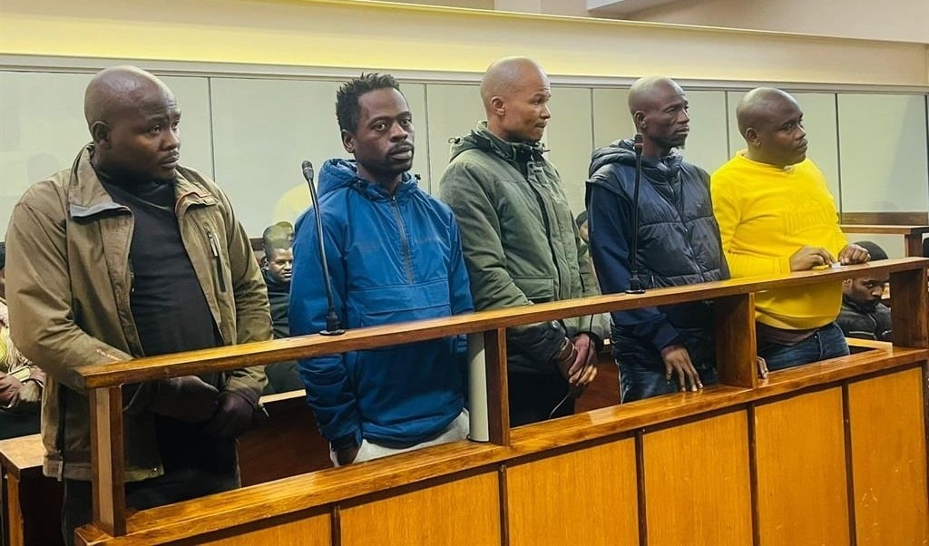 The five men, Nhlanhla Makhathini, 37, Andile Jiyane, 28, Elias Phetha, 35, Sibonelo Khanyile, 37, and Thabani Nkomo, 34, will appear before the Camperdown Magistrate's Court. (Sakhiseni Nxumalo/News24)