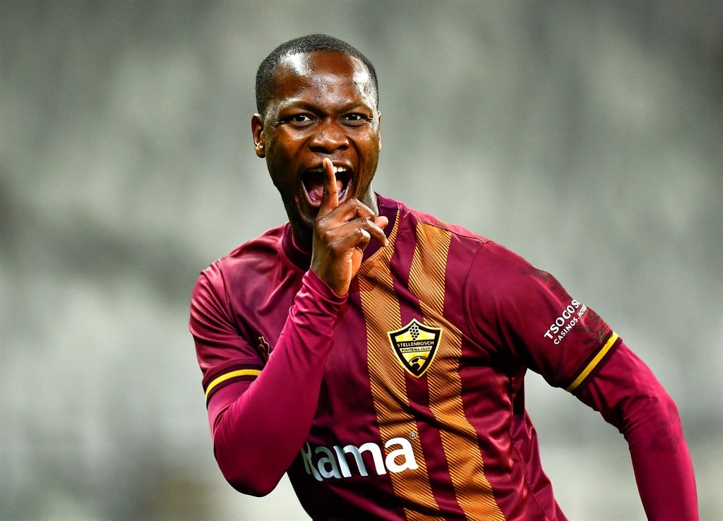 Thabo Moloisane of Stellenbosch FC celebrate after scoring a goal during the CAF Confederation Cup, second preliminary round, 1st leg match between Stellenbosch FC and Vita Club at DHL Stadium on 13 September 2024 in Cape Town, South Africa. (Ashley Vlotman/Gallo Images)