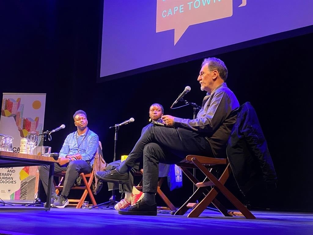 Ohene Yaw Ampofo-Anti, Gothataone Moeng and Ivan Vladislavic discuss "Reading the Streets" at the Open Book Festival. (Supplied/Cameron Peters)