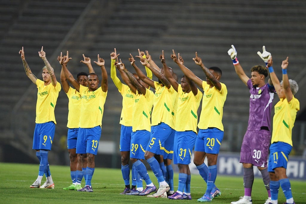 PRETORIA, SOUTH AFRICA - SEPTEMBER 14: Mamelodi Sundowns players during the CAF Champions League, Second Preliminary Round, 1st Leg match between Mbabane Swallows and Mamelodi Sundowns at Lucas Moripe Stadium on September 14, 2024 in Pretoria, South Africa. (Photo by Lefty Shivambu/Gallo Images)