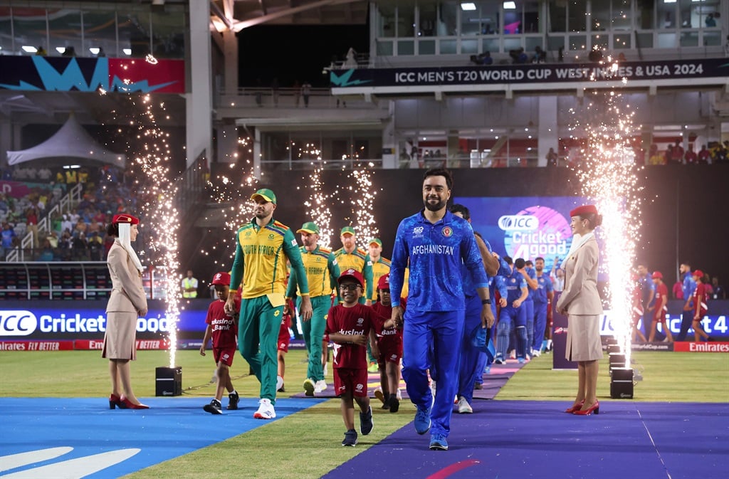 Afghanistan and South Africa at the ICC Mens T20 Cricket World Cup in June 2024 in Trinidad and Tobago. (Photo Matthew Lewis-ICC/ICC via Getty Images)