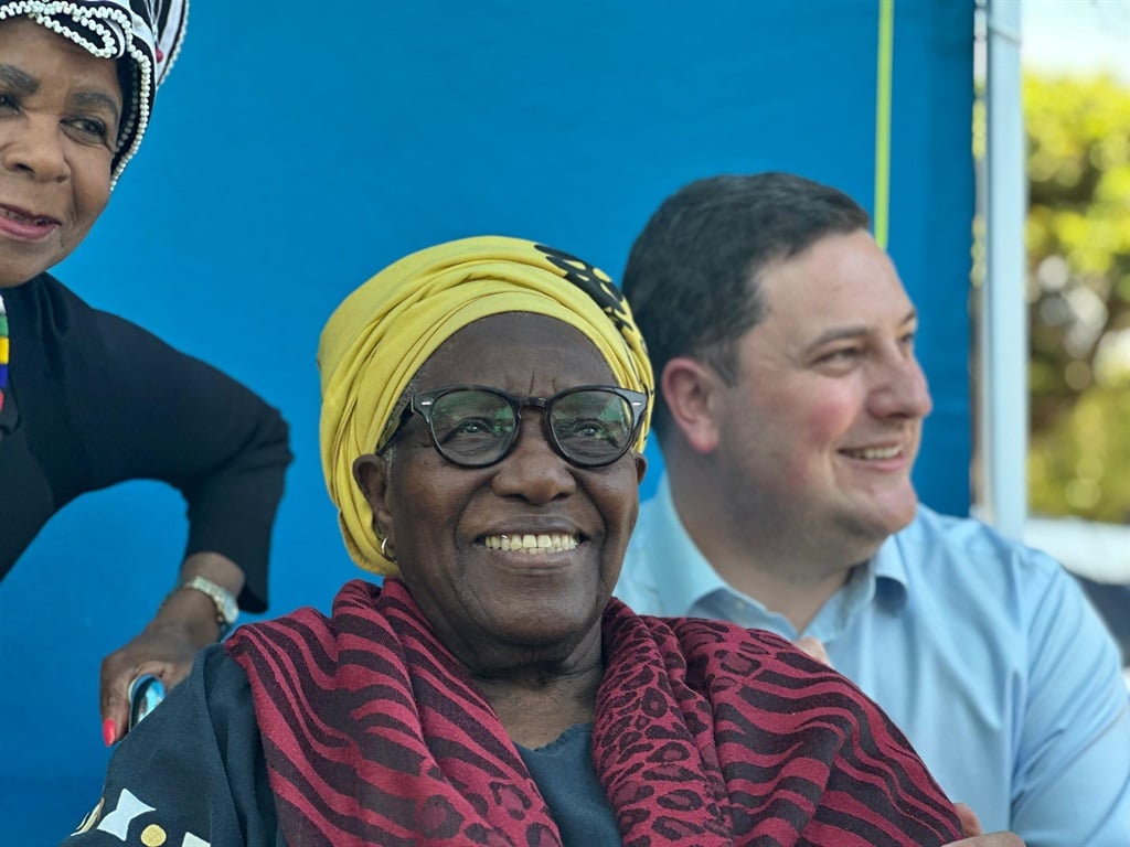 On Tuesday, Cape Town Mayor Geordin Hill-Lewis made the announcement of renaming Lupin Park after Archbishop Desmond Tutu with Leah Tutu. (Marvin Charles/News24)