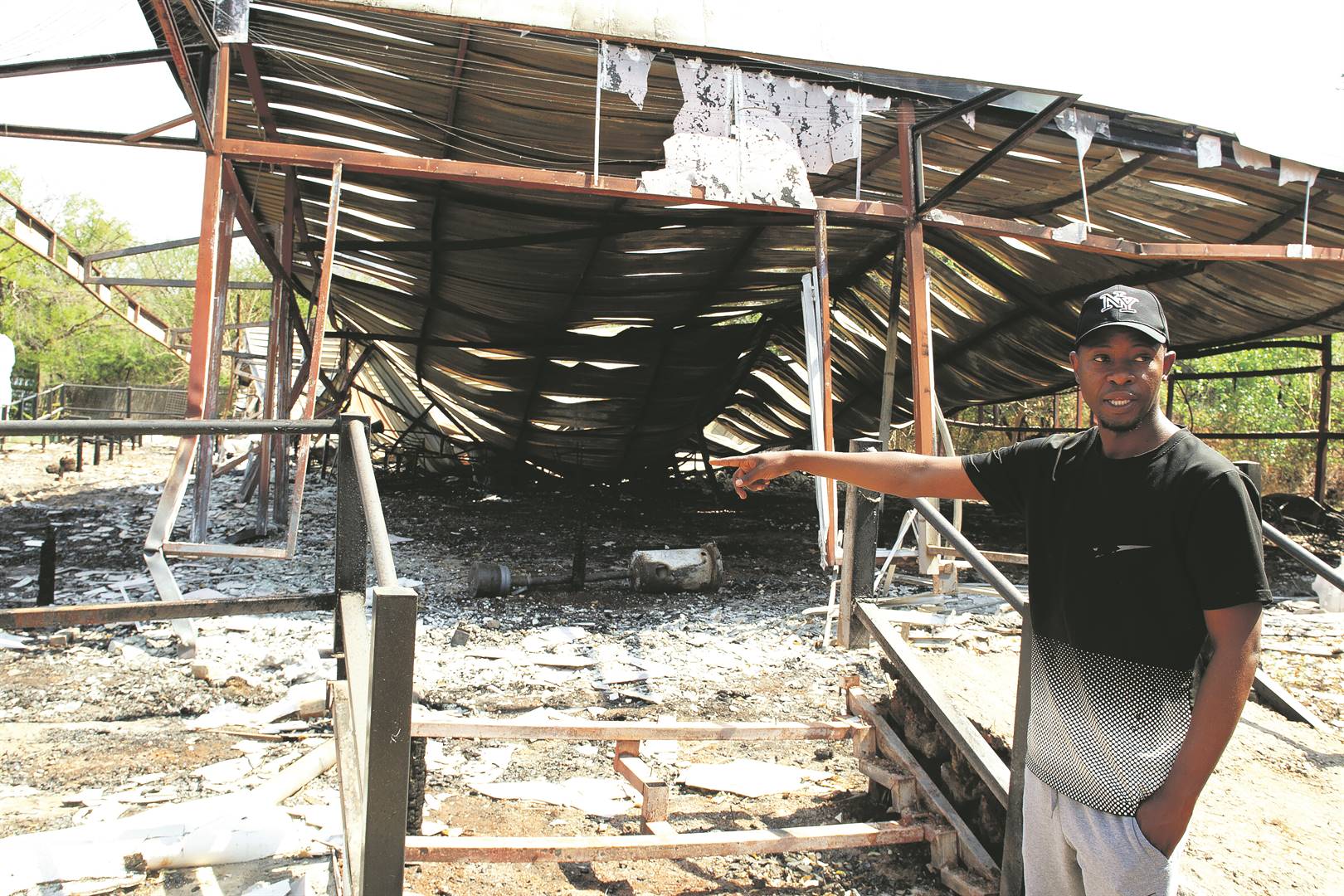 Ruined Thabiso Mathibedi owns the Bubbles Champagne Garden Restaurant, which was burnt to the ground, allegedly due to simmering racial tension. 