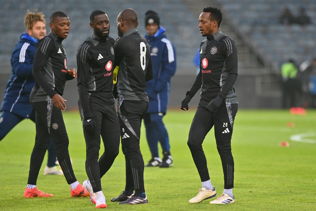 JOHANNESBURG, SOUTH AFRICA - SEPTEMBER 21:  Warm ups during the CAF Champions League, First Preliminary Round, 2nd Leg match between Orlando Pirates and Jwaneng Galaxy at Orlando Stadium on September 21, 2024 in Johannesburg, South Africa. (Photo by Alche Greeff/Gallo Images)