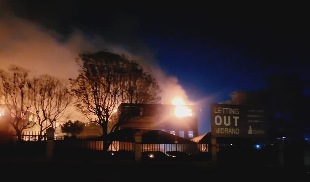 Firefighters found the second floor of the building "engulfed in flames". (City of Johannesburg EMS/Supplied)