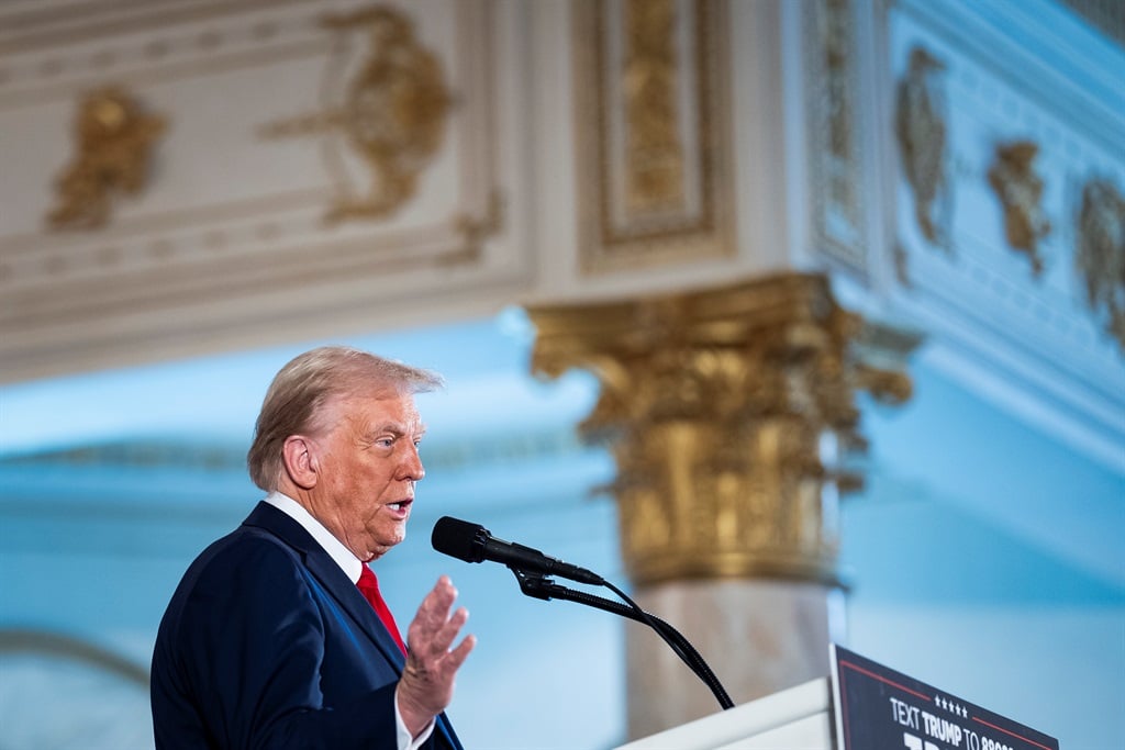 Donald Trump speaks at a news conference in a ballroom at Mar-a-Lago in Palm Beach, FL on Tuesday, Oct. 29, 2024. (Jabin Botsford/The Washington Post via Getty Images)