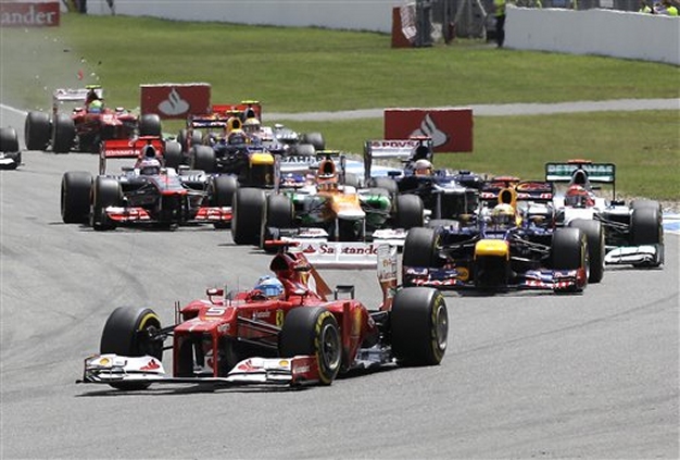 <b>GERMAN GRAND PRIX VENUE UNCLEAR:</b> With only a few months left before the 2013 Australian GP, F1 has yet to finalise a venue for the German GP. Above show Ferrari's Fernando Alonso racing to victory at Hockenheim in 2012.
