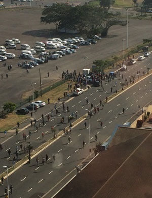 Protesters on the streets in Durban. Photo from News24 user Trish Wayne.<br />
