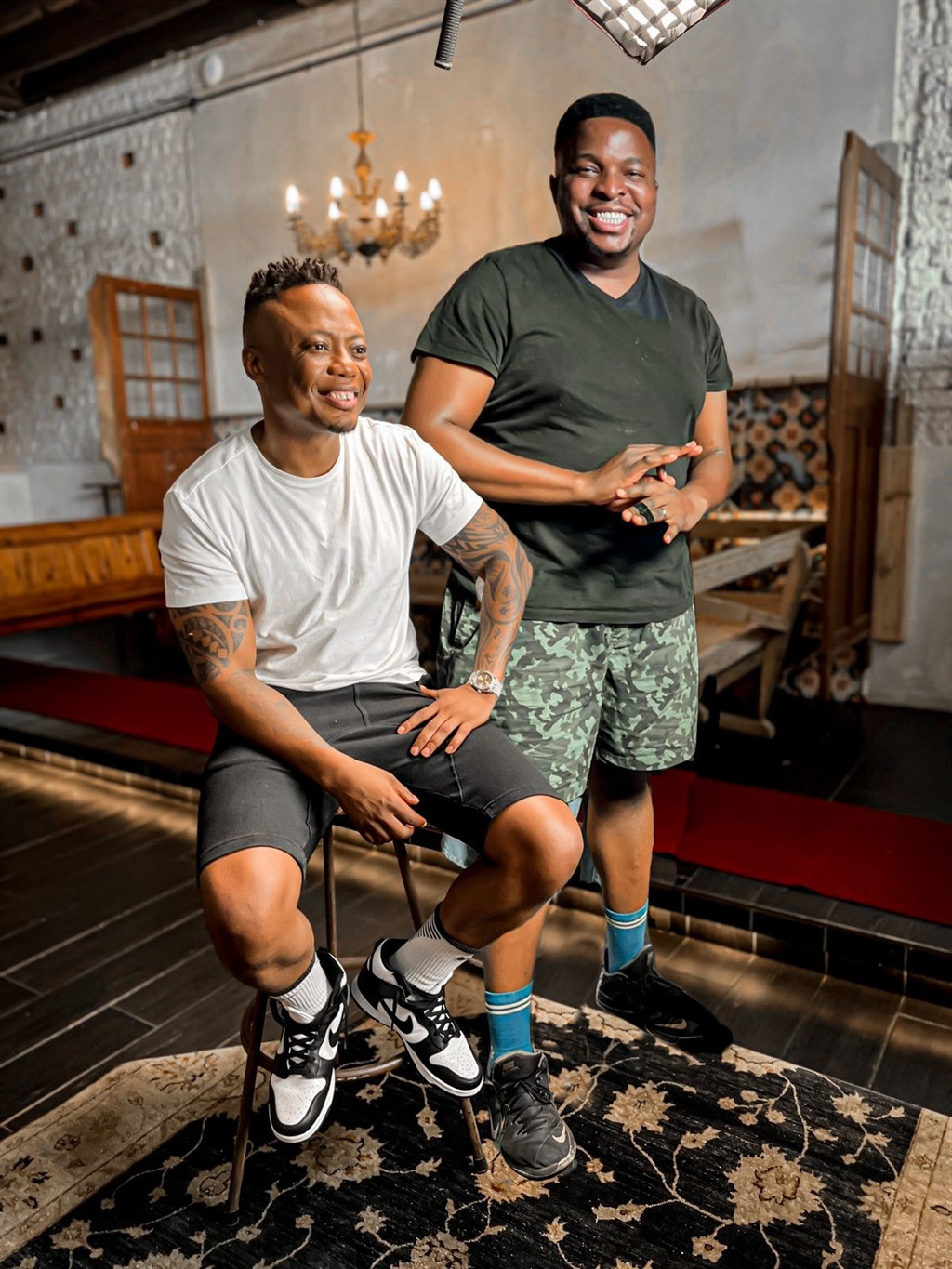 DJ Tira and Ofentse Mwase during the shoot of Pop 