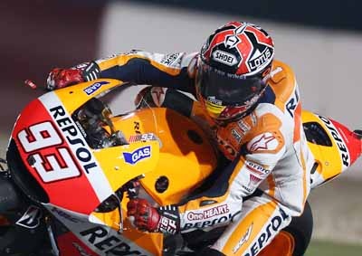 <b>MARQUEZ ON POLE FOR QATAR:</b> Repsol Honda MotoGP rider Marc Marquez of Spain took a stunning pole position on Saturday evening for the 2014  Losail MotoGP in Doha on March 21 2014. <i>Image: AFP</i>