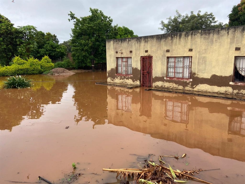 High water from floods around dwelling