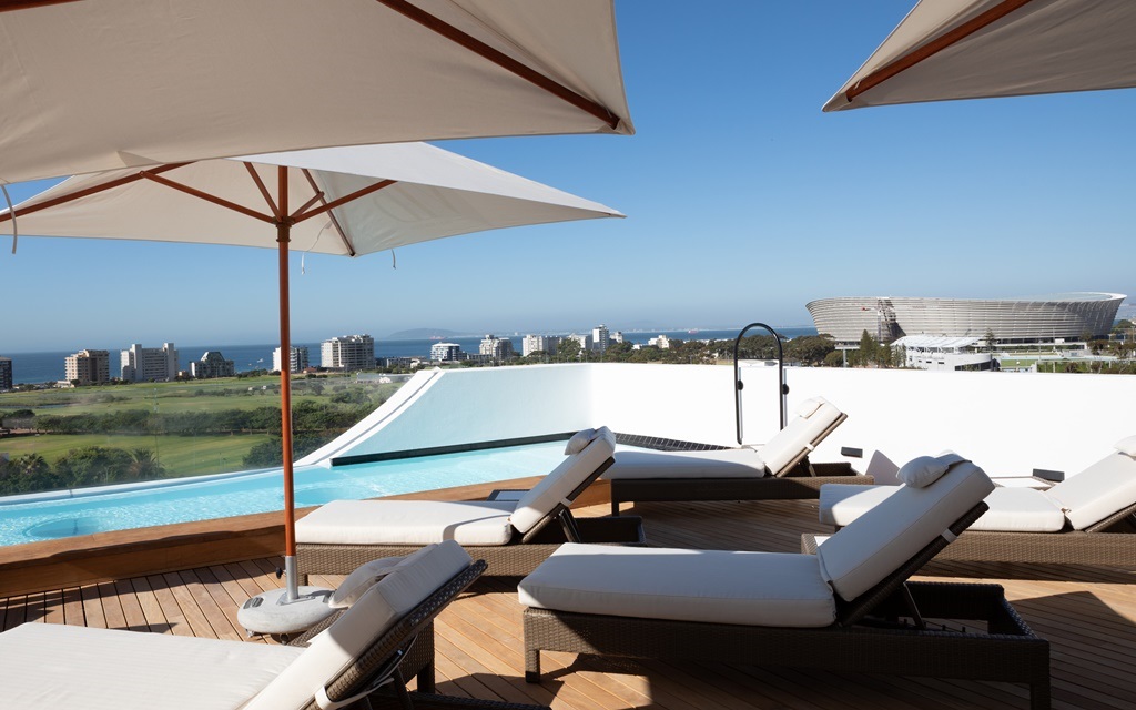 The rooftop pool deck of the ANEW Hotel Green Point, the group's first property in the Western Cape.