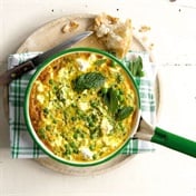 Courgette, pea and mint frittata