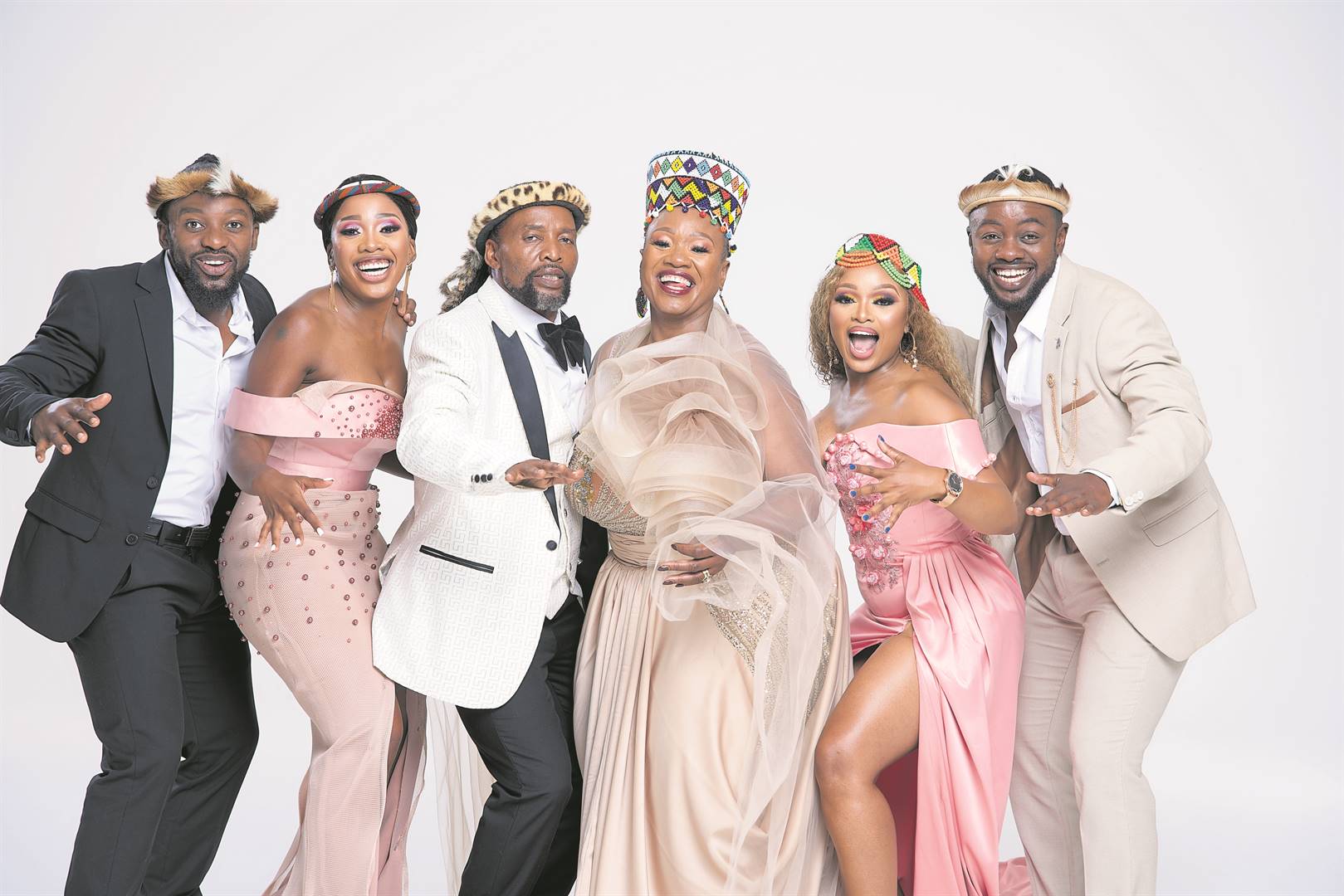 Bheki Ngcobo, better known as Ihhashi Elimhlophe (third from left) and his family, will feature in Mzansi Magic’s new reality show called Ofuze, starting on 19 January.     