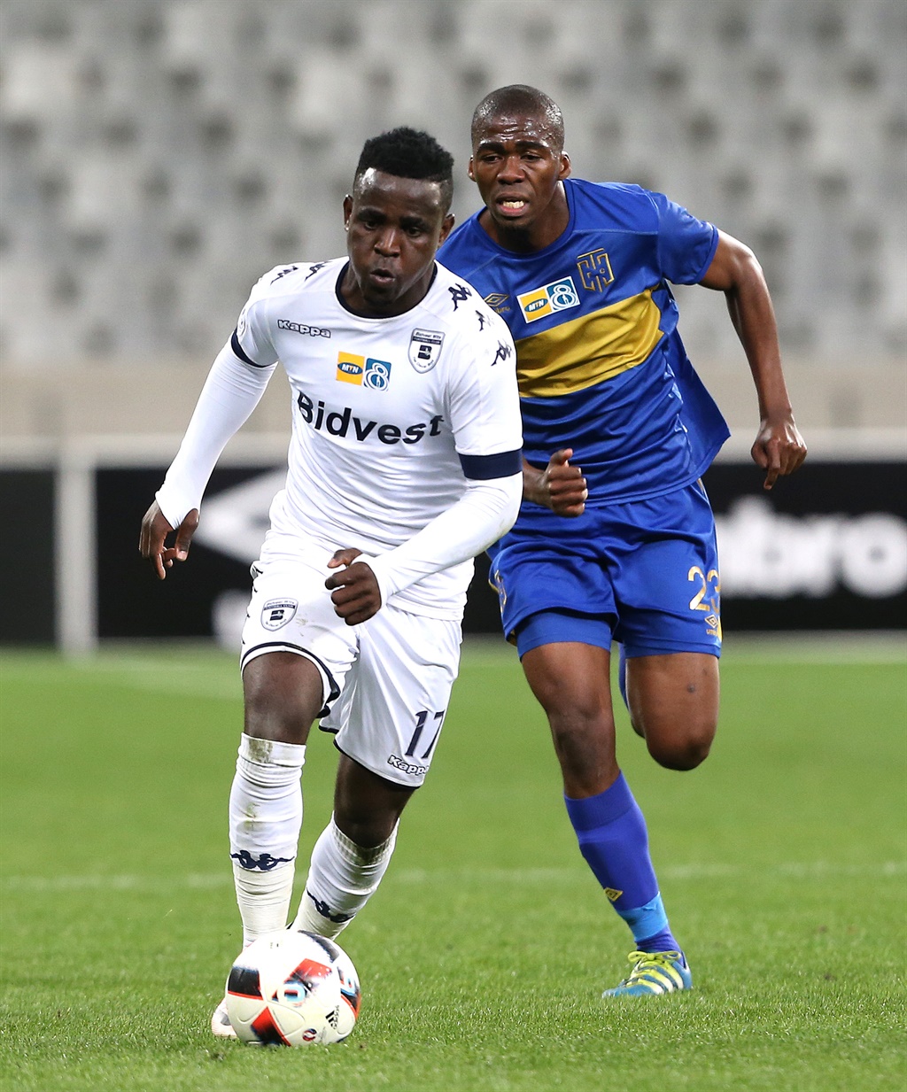 Gabadihno Mhango of Wits during the MTN 8 Semi Final, 2nd Leg match between Cape Town City FC and Bidvest Wits at Cape Town Stadium on September 17, 2016 in Cape Town, South Africa.