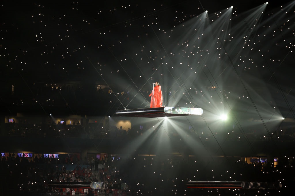 Rihanna performs at the Apple Super Bowl LVII half