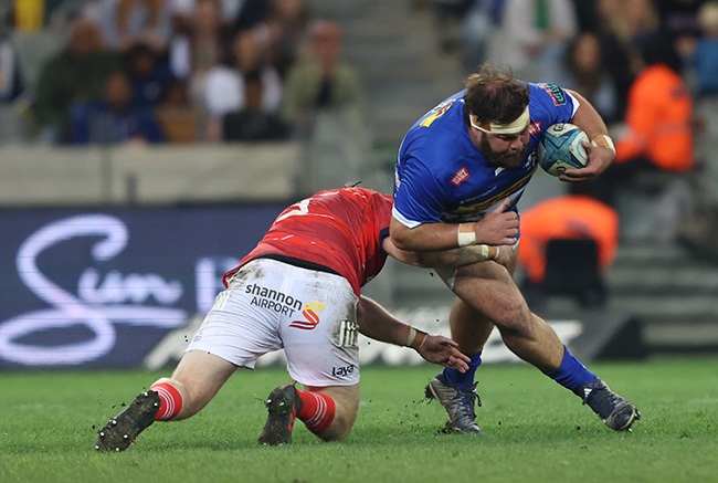 Stormers prop Frans Malherbe on the charge against Munster. (Photo by Carl Fourie/Gallo Images)