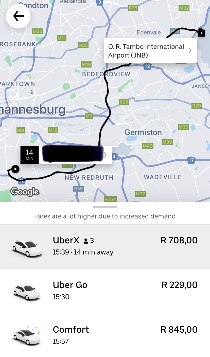 Uber and Bolt trips are costing R1,000 for some 30-minute trips as drivers embark on strike