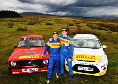 SPECIAL STAGE SWOP: Gwyndaf and Elfyn Evans, father and son British rally champions, try two Ford rally cars representative of their age…
