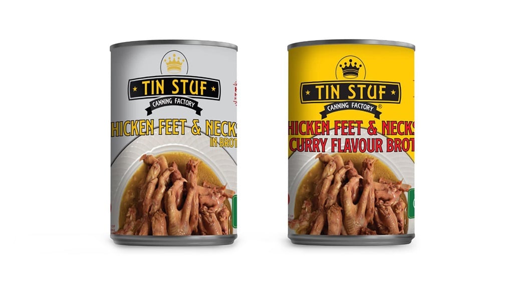 Tin Stuf canned chicken feet and necks