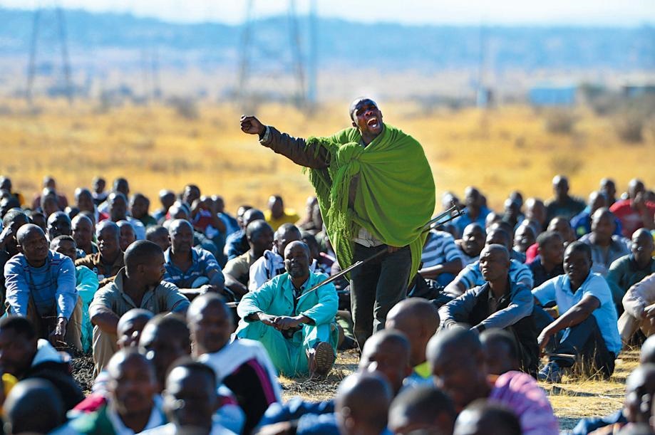 Miners at Marikana. Photo by Leon Sadiki