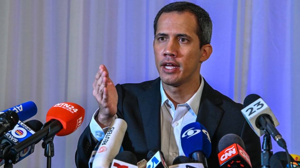 Venezuelan opposition politician Juan Guaido speak