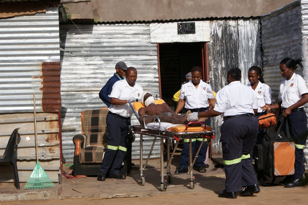 A man was taken to hospital by paramedics after he was beaten for allegedly breaking into a house in house at Hans Kekana View in Hammanskraal, Tshwane. Photo by Mmanoko Mosehlana 