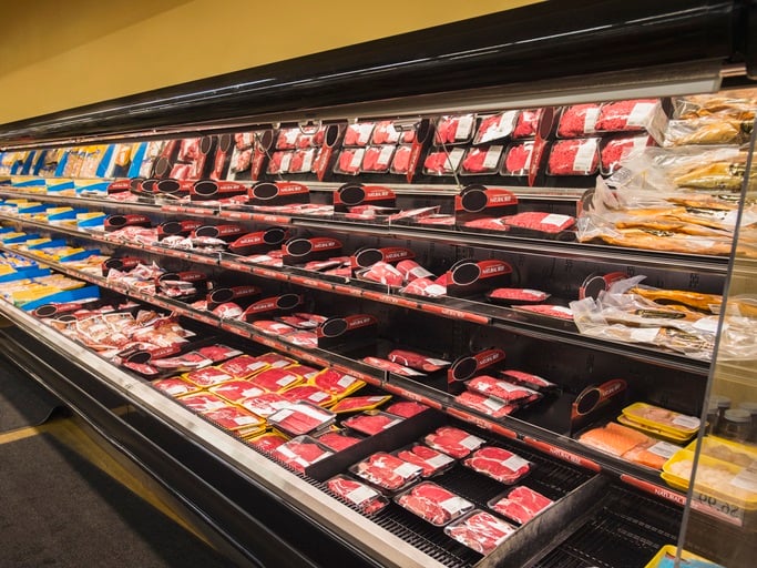 A supermarket meat aisle.