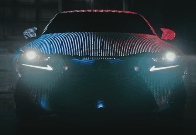 <B>PEW PEW PEW!</B> Lexus covered its 2017 IS sedan in an array of LEDs to create this awesome tech display. <I>Image: YouTube</I>