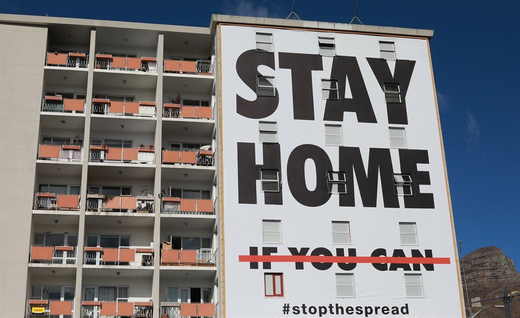 A billboard on an apartment building in Cape Town's CBD in 2020. Photo: Nardus Engelbrecht/Gallo Images