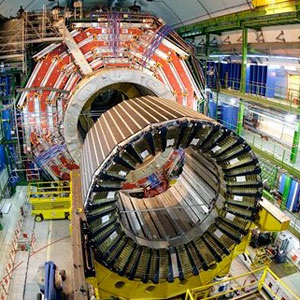 This photo shows the magnet core of the world's largest superconducting solenoid magnet (CMS, Compact Muon Solenoid) at the European Organisation for Nuclear Research's (Cern) Large Hadron Collider (LHC) particle accelerator in Geneva Switzerland. (M