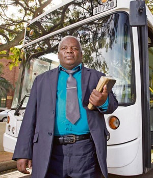 Sipho Khuzwayo ministers to bus passengers six days a week and has a special message for the president. Picture: Matthew Middleton