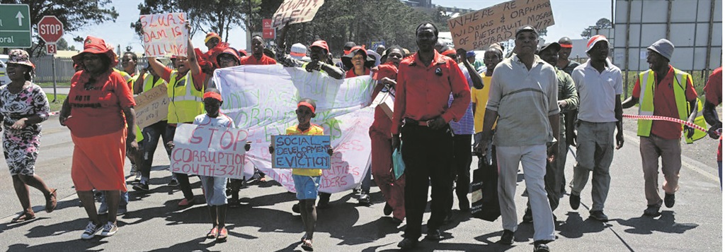 Rietspruit residents march to South32 Mine to deliver their letter of demands.  Photo by Bongani Mthimunye   