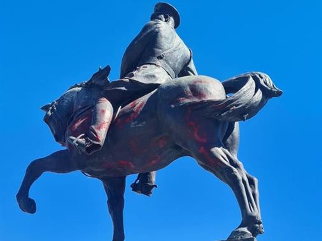 Parliament's Louis Botha statue targeted with spray paint and an angle ...