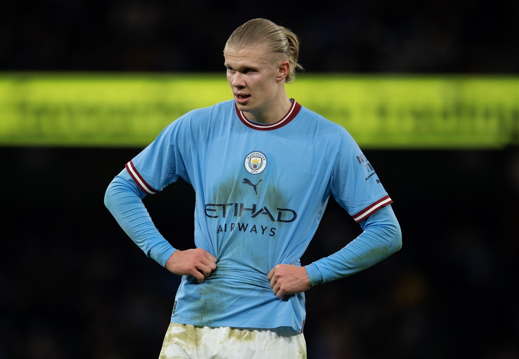 Erling Haaland of Manchester City in action during the FA Cup fourth round match between Manchester City an Arsenal at Etihad Stadium on January 27, 2023 in Manchester, England. (Photo by Visionhaus/Getty Images)