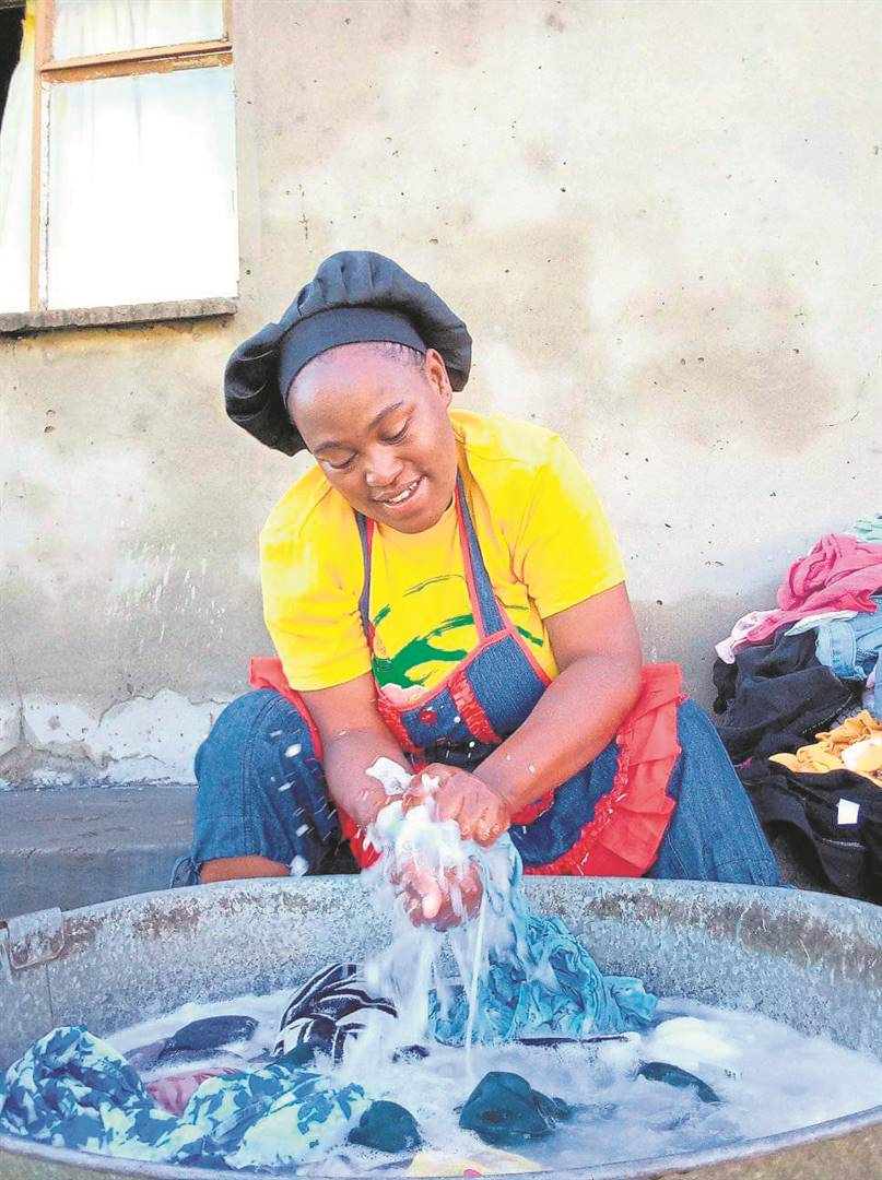 Nokukhanya Buthelezi is now able to earn a living washing clients’ clothes. 