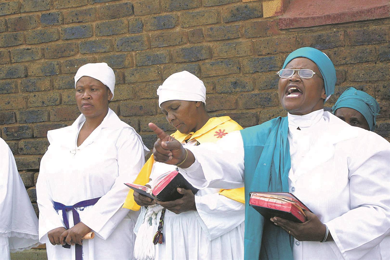 Members of the Apostolic Church of Zion at their church service Photo: Bomba Chauke