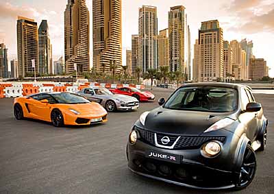<b>UPSTAGING SUPER CAR RIVALS:</b> Nissan's Juke-R has yet to go into full production but it's already making a name for itself as it takes on super cars in a new video.