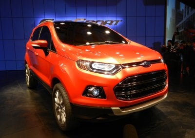 <b>SPORTY AND ECONOMICAL:</b> Ford's EcoSport was mobbed at its reveal ahead of the 2012 Auto Expo in New Delhi, India. The new compact SUV will be sold in South Africa.