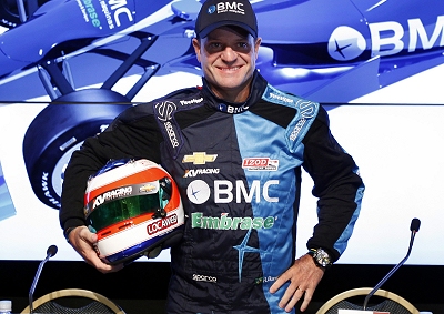 <b>HEADED FOR INDYCAR RACING:</b> Rubens Barrichello poses for a news media photoshoot after the announcement that he will race Indycars through the 2012 season.