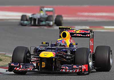 <b>AUSSIE IN ACTION:</b> Mark Webber was out in a new Red Bull in Spain on Saturday -  but he wasn't very fast.  <i>Image: AFP</i>
