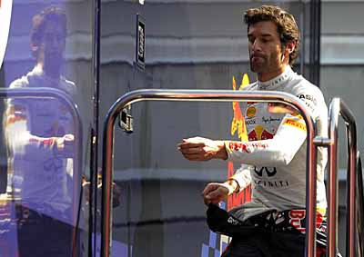 <b>TIME FOR REFLECTION:</b> Jenson Button (McLaren) arrives at Catalunya for pre-season testing. He was beaten into second place by Lotus' Romain Grosjean. <i>Image: AFP</i> 