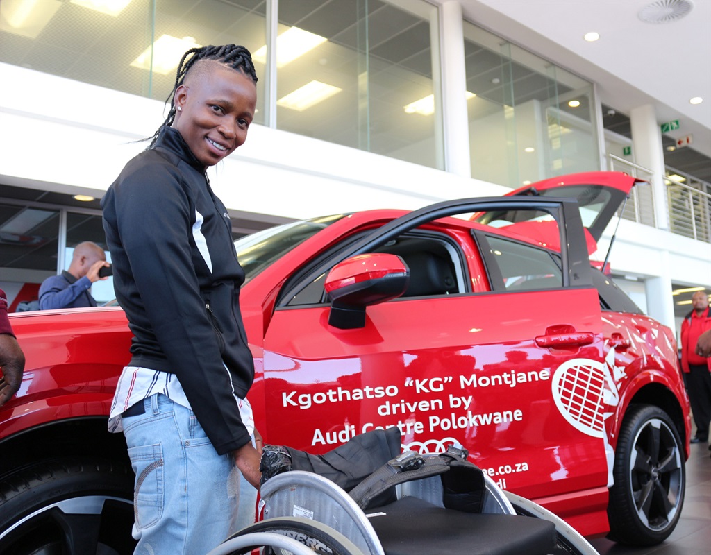 Kgothatso Montjane with her sponsored Audi Q2. Picture: Silver Sibiya/City Press