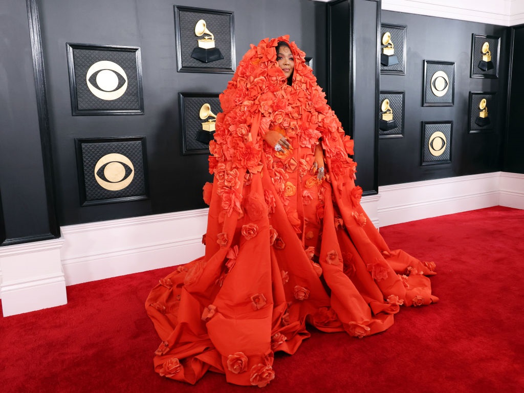 Lizzo arrives at the 65th Grammy Awards. 