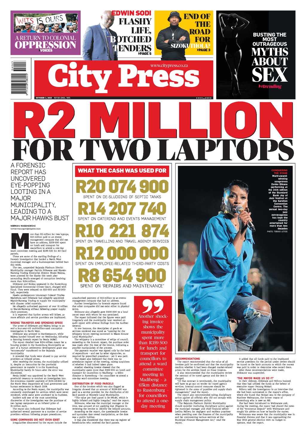 Whats in City Press R2 million for two laptops Moja Love might can Sizokuthola Afrotainments Prince and ex-girlfriend face off City Press
