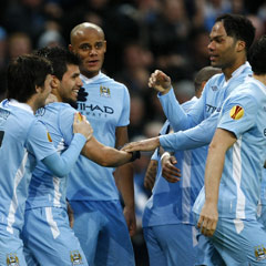 Manchester City players celebrate a goal (File)